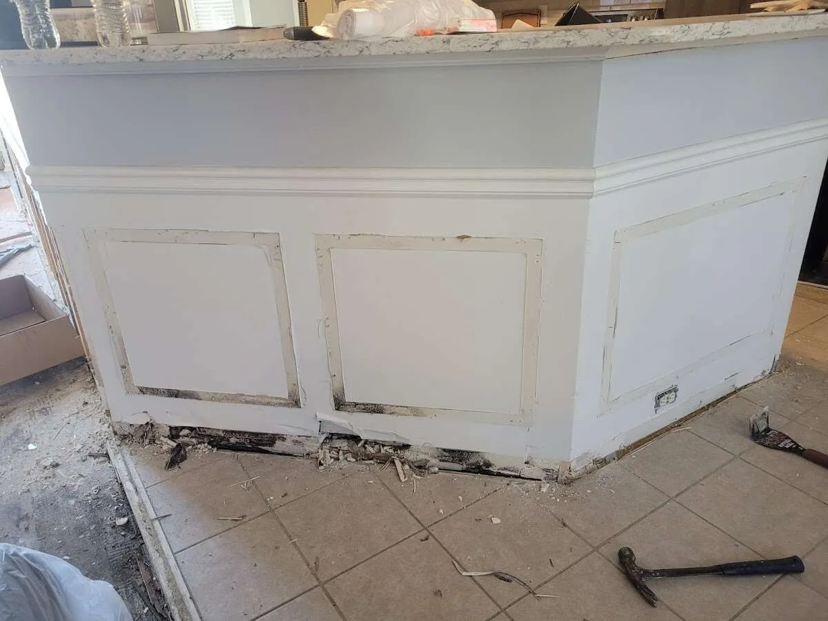 Water damage and mold on kitchen during Storm Damage Restoration in Loma Linda